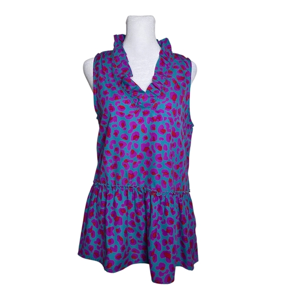 Fsl Apparel Tops - FSL Apparel Womens Blouse Blue Purple Leapord Print Size Small